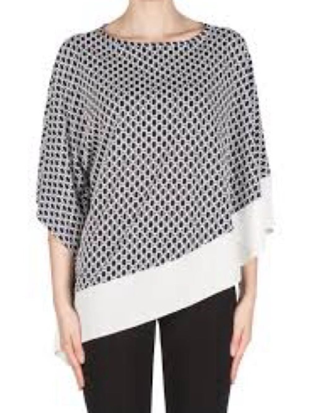 Navy & White Geo Print Asymmetrical Top